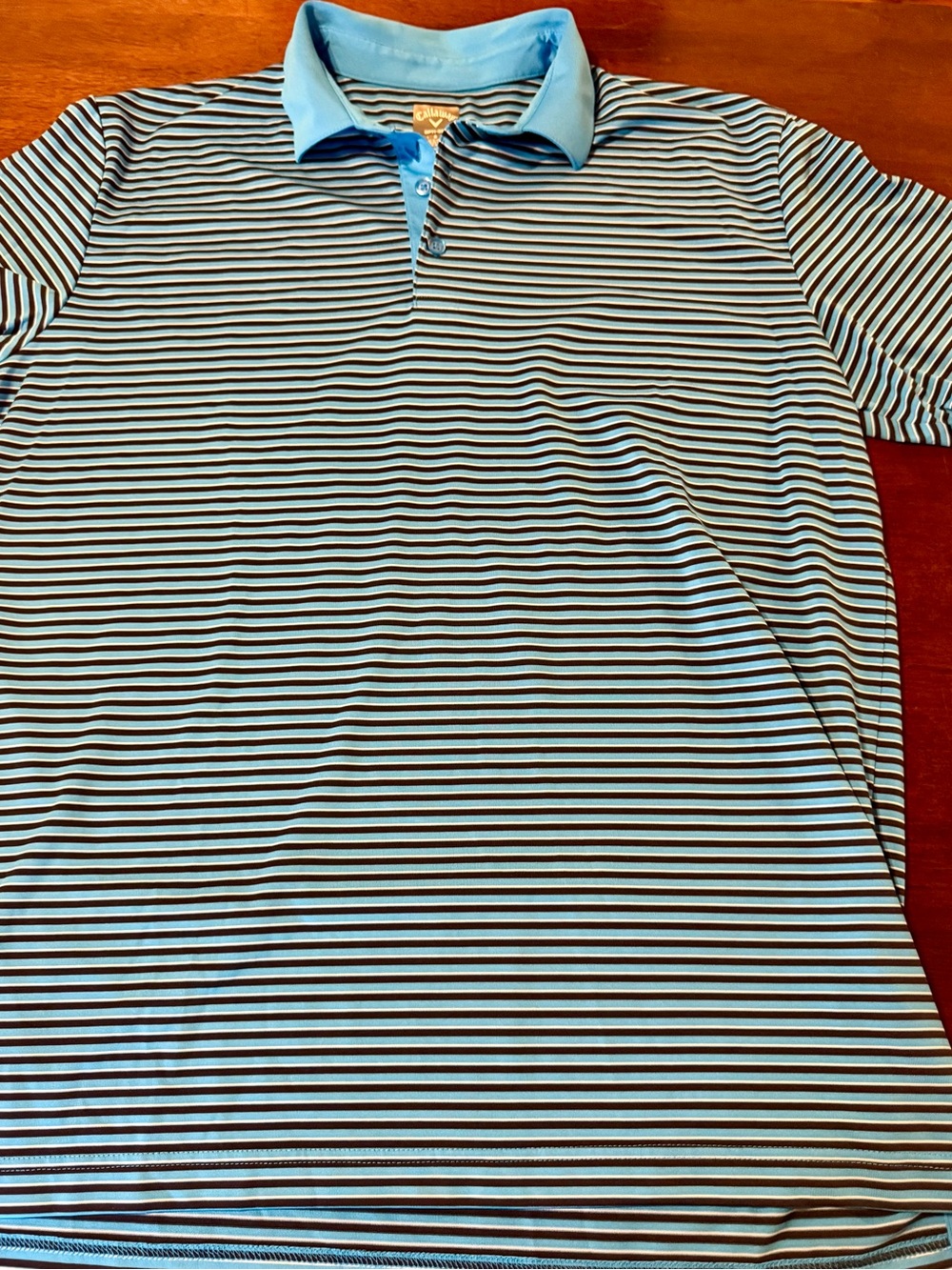 Men's Light Blue & Black Striped Polo Shirt